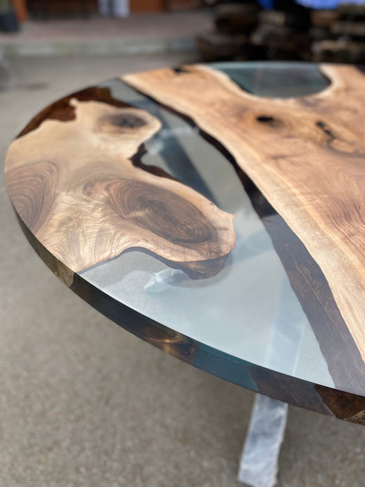 Round Dining Table, Custom 60” Diameter Round Table, Walnut Smoke Gray Epoxy Table, Epoxy Resin Table, Custom Order for Kimberly